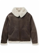 Loro Piana - Leather-Trimmed Shearling Jacket - Brown