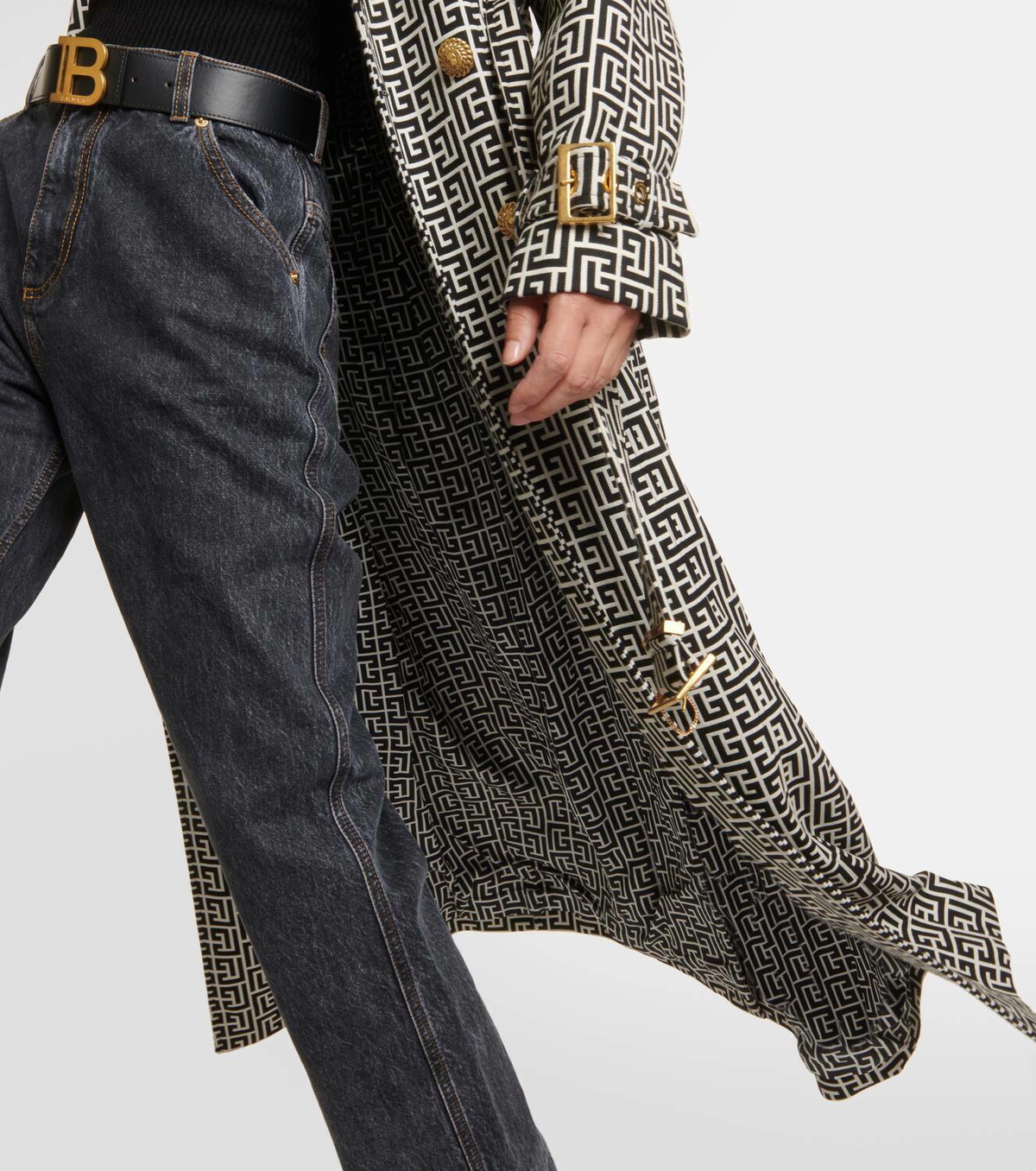 Balmain Monogram jacquard trench coat Balmain
