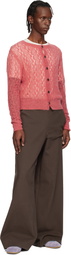 Dries Van Noten Pink Open-Knit Cardigan