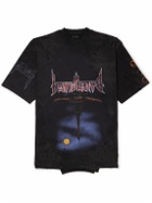 Balenciaga - Upside Down Distressed Printed Cotton-Jersey T-Shirt - Black