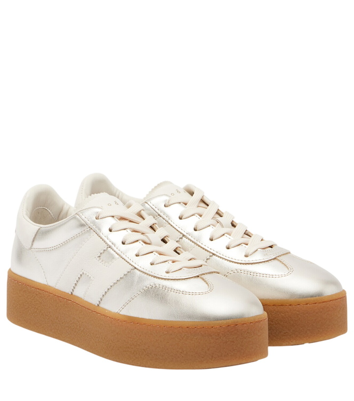 Photo: Hogan H698 metallic leather platform sneakers