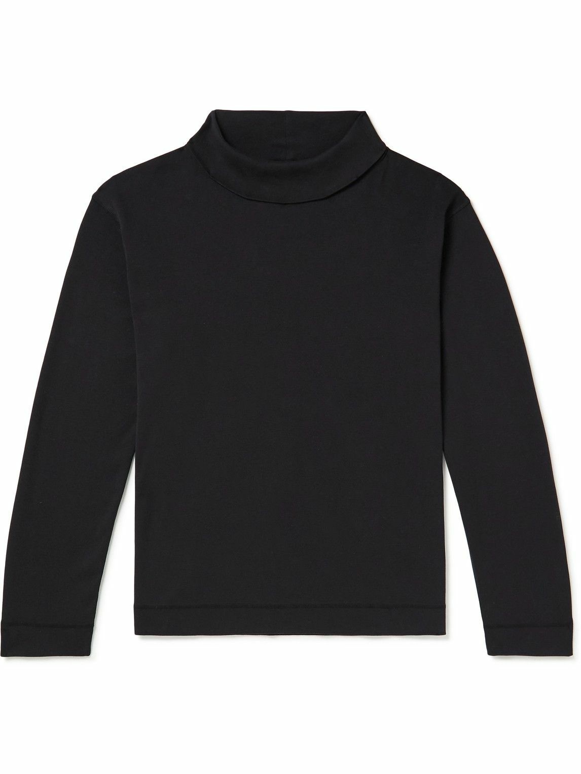 Photo: Margaret Howell - Organic Cotton-Jersey Rollneck T-Shirt - Black