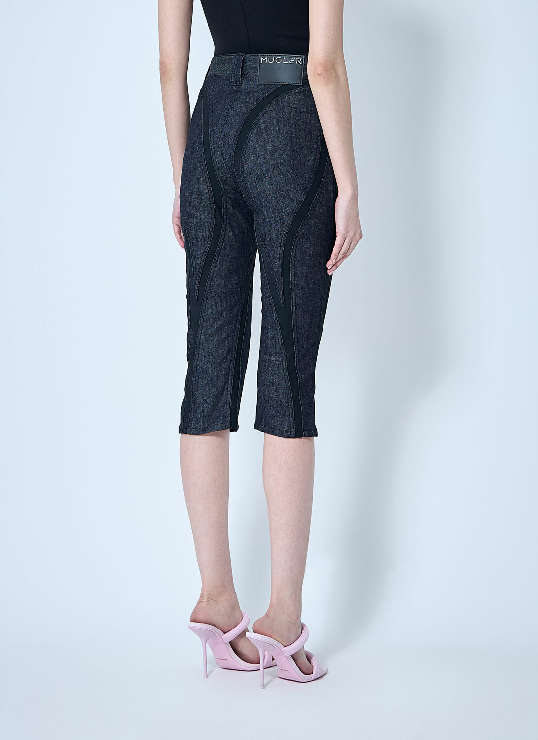 Mugler Capri Denim Cropped Pants