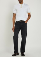 Boss Striped-trim Cotton Polo Shirt White