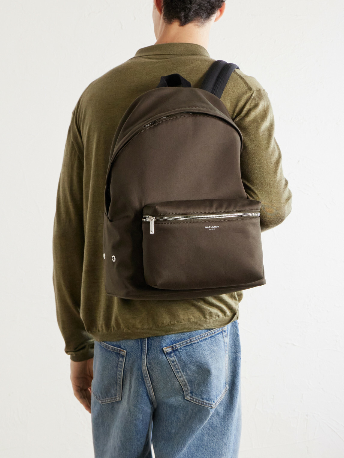 SAINT LAURENT - City Leather-Trimmed Twill Backpack