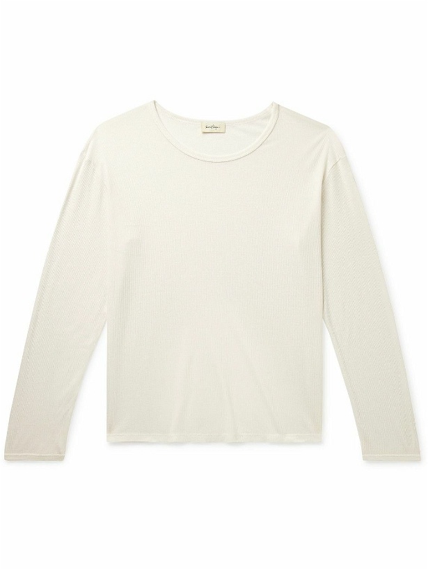 Photo: SECOND / LAYER - Throwing Fits Dias Cortas Ribbed TENCEL™ and Wool-Blend Jersey T-Shirt - White