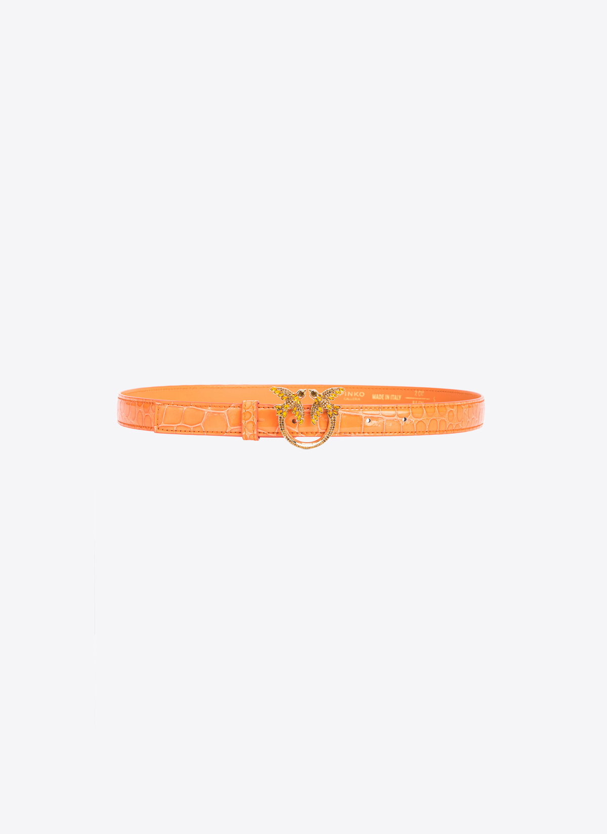 PINKO Galleria Thin Belt 2cm Pinko Pinko Galleria Thin 2cm Shiny Coloured Croc Print Belt  main image 4