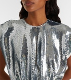 David Koma Gathered sequined midi dress
