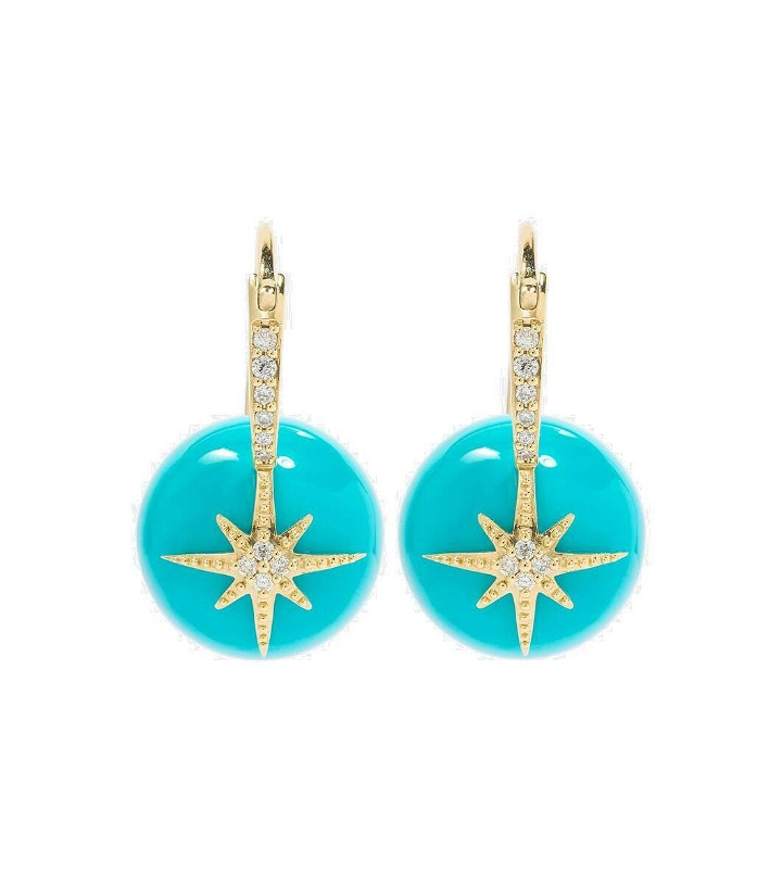 Photo: Sydney Evan Starburst 14kt gold earrings with turquoise and diamonds
