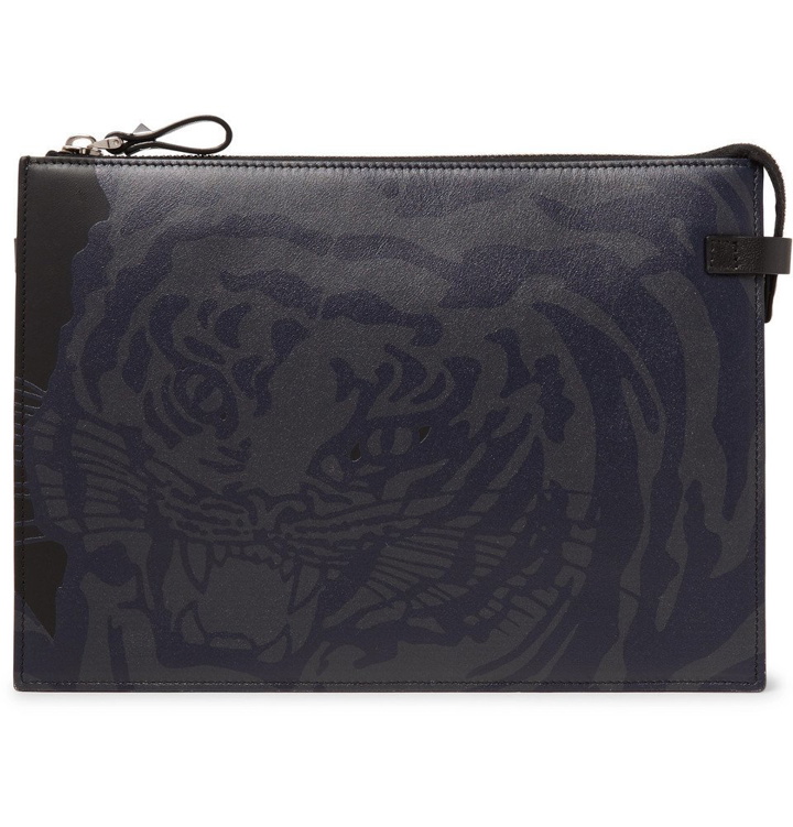 Photo: Valentino - Valentino Garavani Tiger-Print Leather Pouch - Men - Black