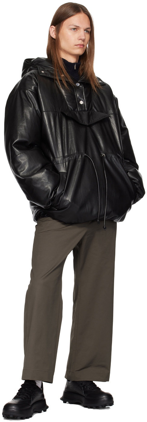 Nanushka Black Osana Faux-Leather Down Jacket
