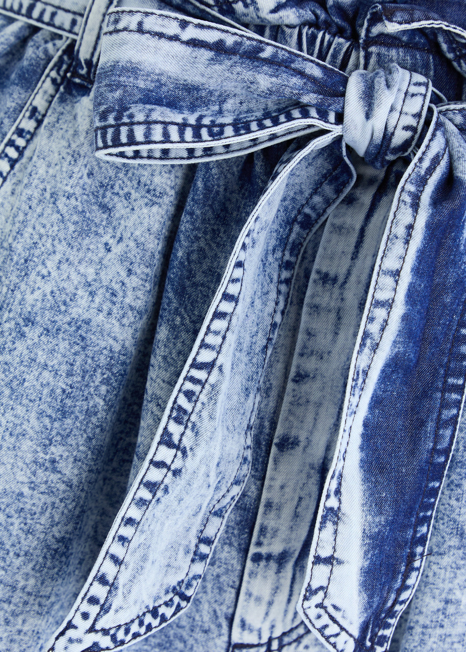 Isabel Marant étoile Pierine Belted Chambray Shorts Blue