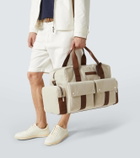 Brunello Cucinelli Leather-trimmed canvas duffel bag