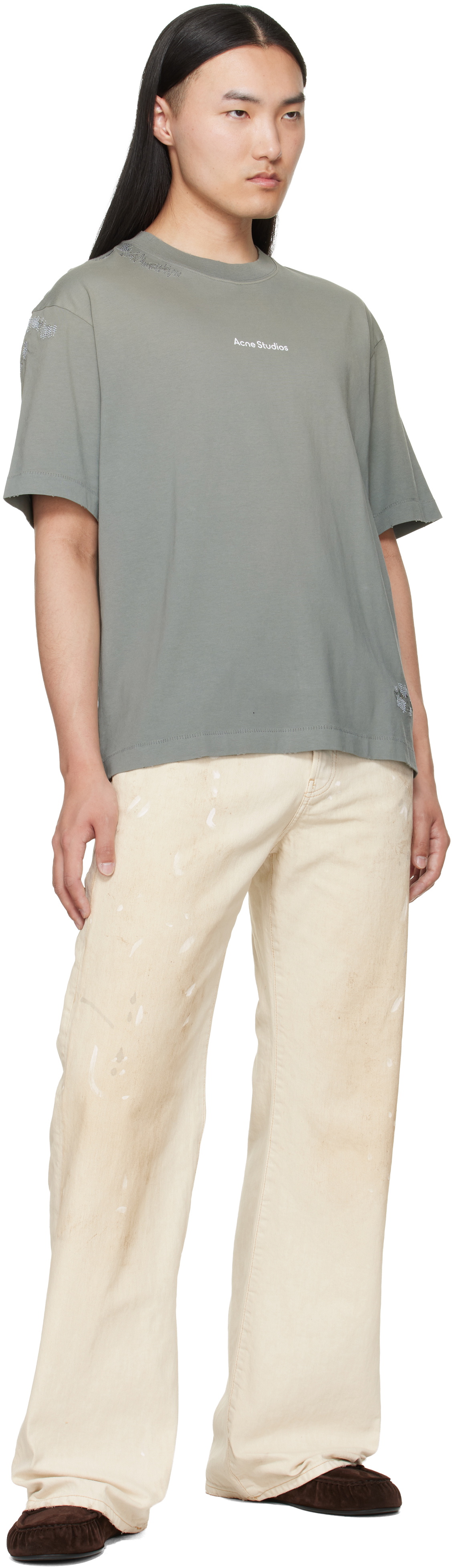 Acne Studios Gray Mended Logo T-shirt
