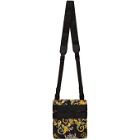 Versace Jeans Couture Black and Gold Barocco Logo Shoulder Bag