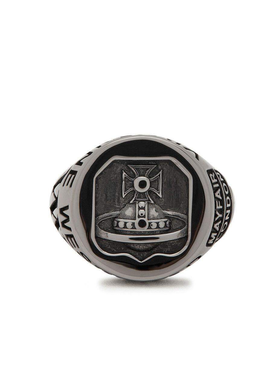 Vivienne Westwood Lancelot Chevalier Platinum Ring Black
