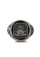 Vivienne Westwood Lancelot Chevalier Platinum Ring Black
