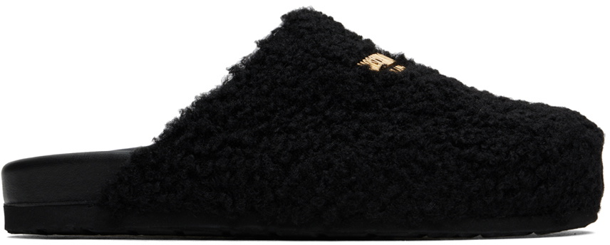Moschino Black Shearling Slippers