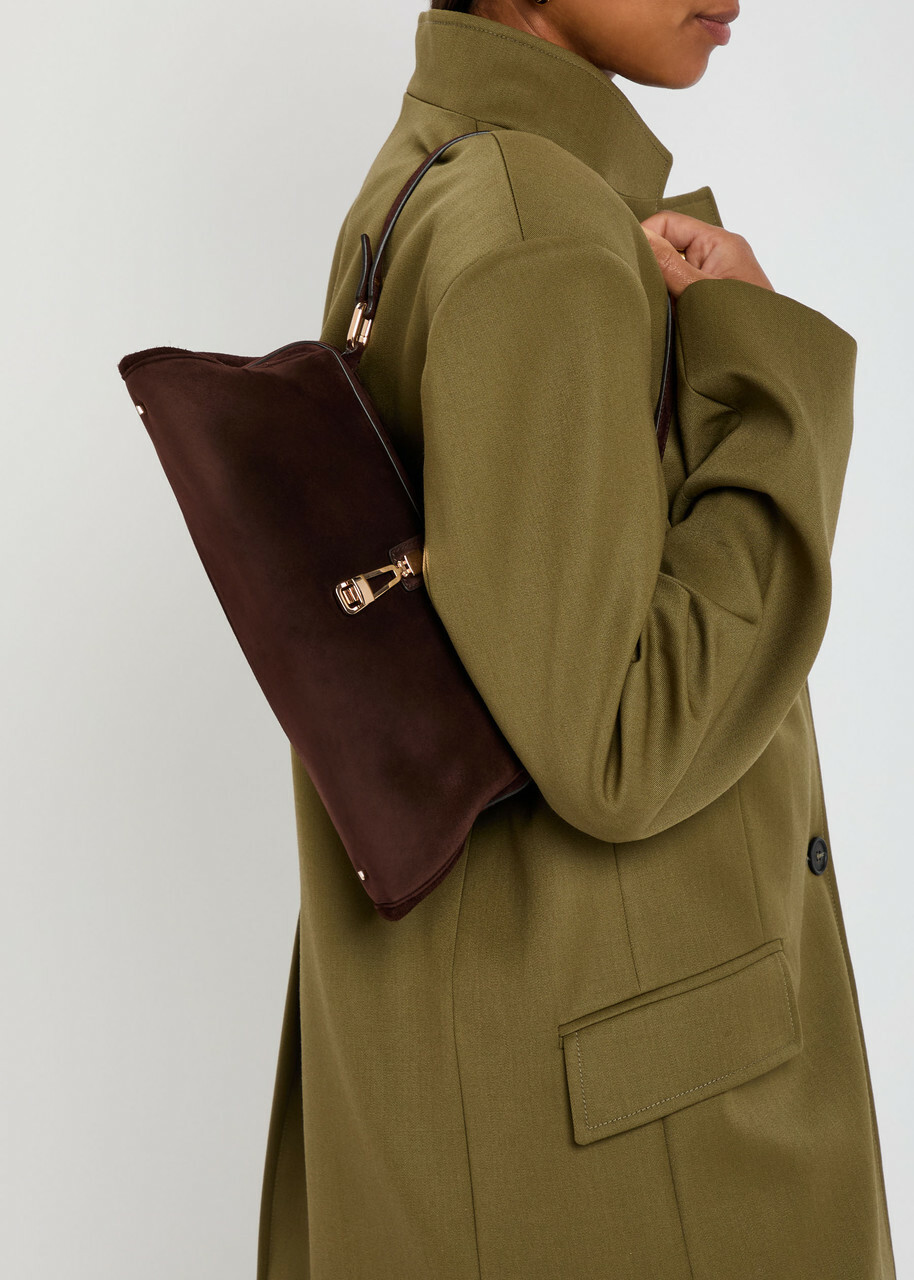 Gabriela Hearst Baguette Suede Clutch bag - Dark Brown - One Size
