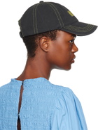GANNI Black Embroidered Cap