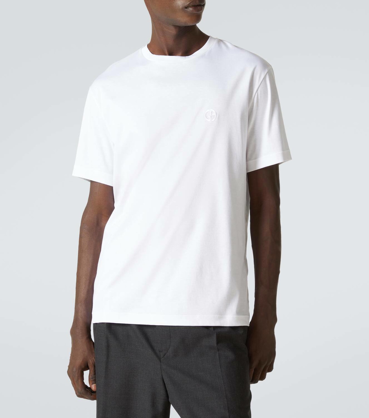 Giorgio Armani Logo embroidered cotton jersey T-shirt Giorgio Armani Logo embroidered cotton jersey T-shirt