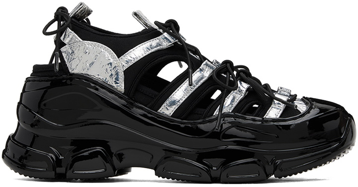 Photo: Simone Rocha Silver & Black Classic Tracker Trainer Sneakers