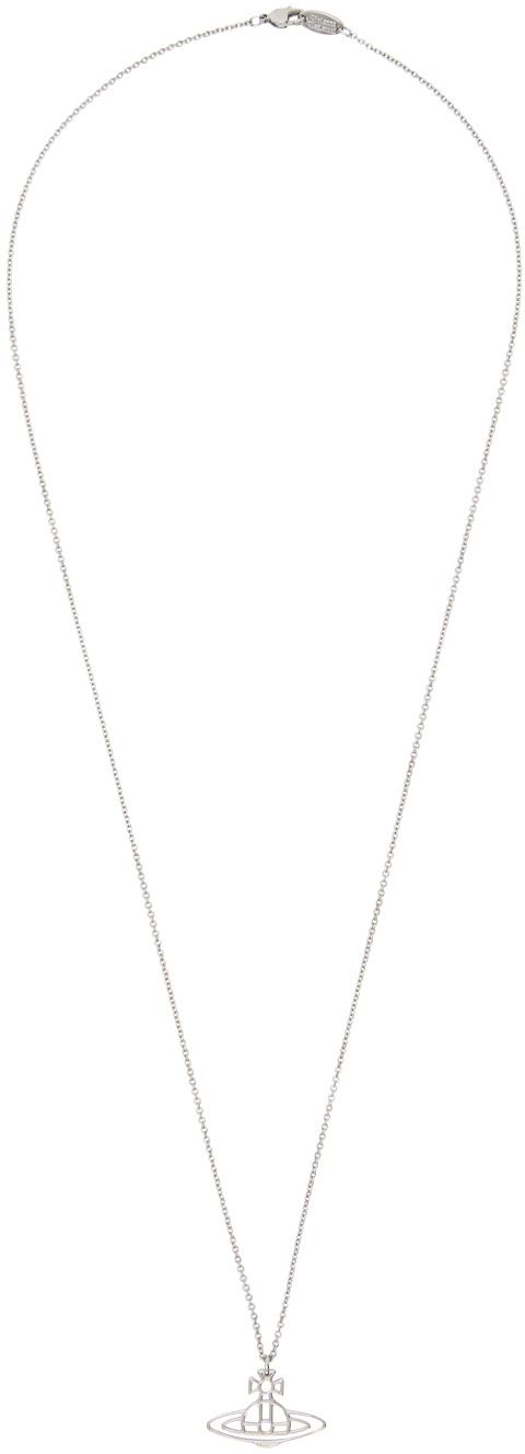 Vivienne Westwood Silver Thin Lines Flat Orb Pendant Necklace