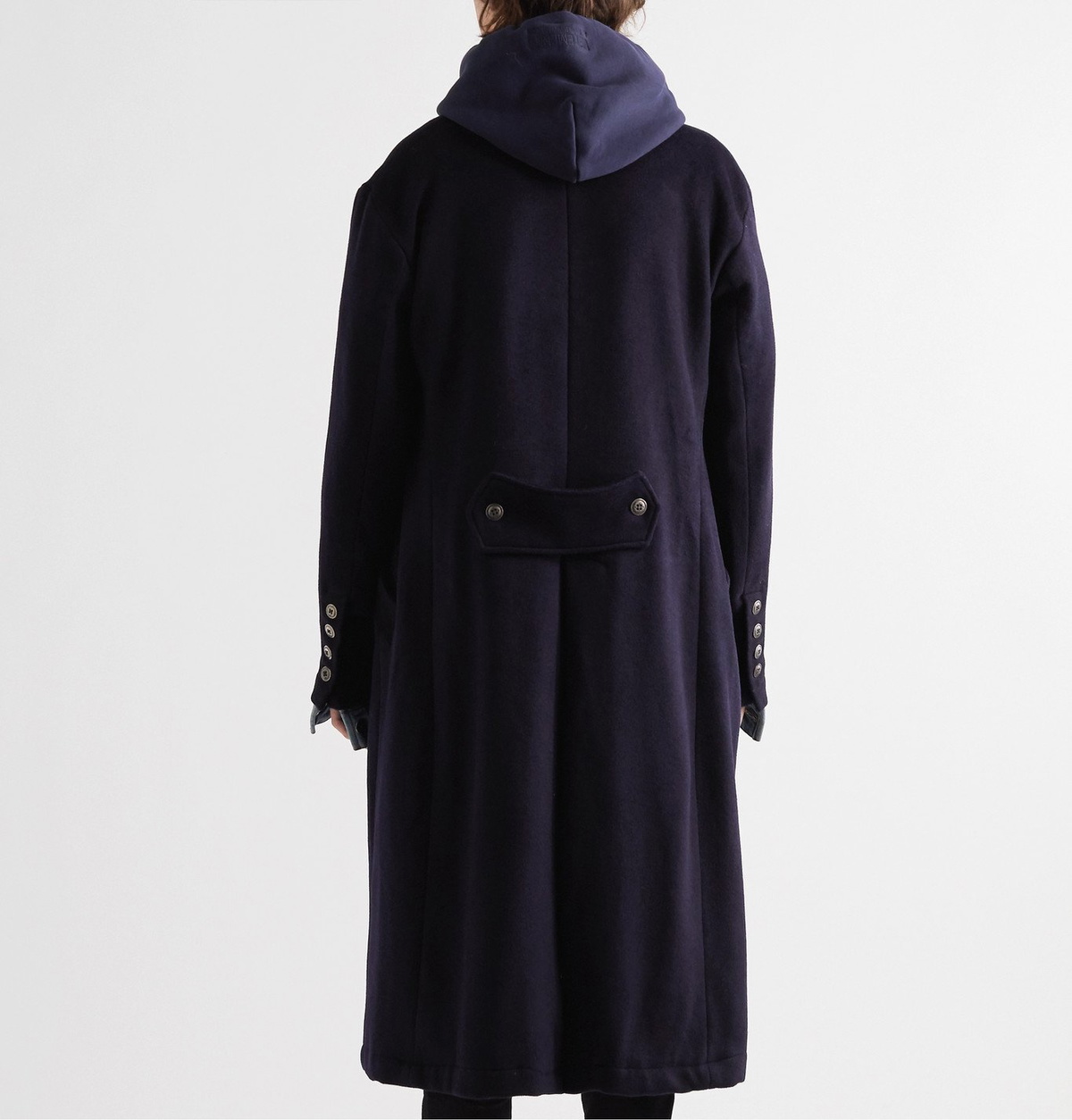 Greg Lauren - Layered Denim-Panelled Cashmere-Blend Coat - Blue