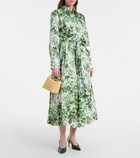 Erdem Bloom Mini leather-trimmed raffia top-handle bag