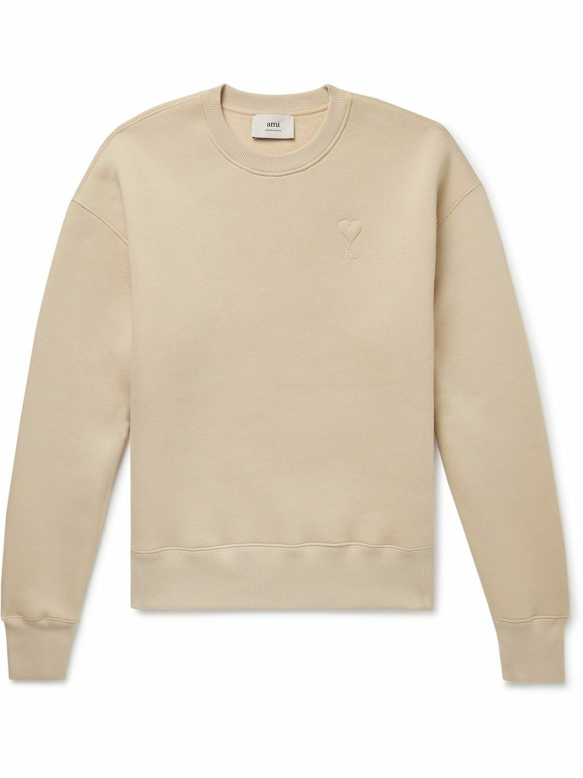 AMI PARIS - Logo-Embroidered Cotton-Blend Jersey Sweatshirt