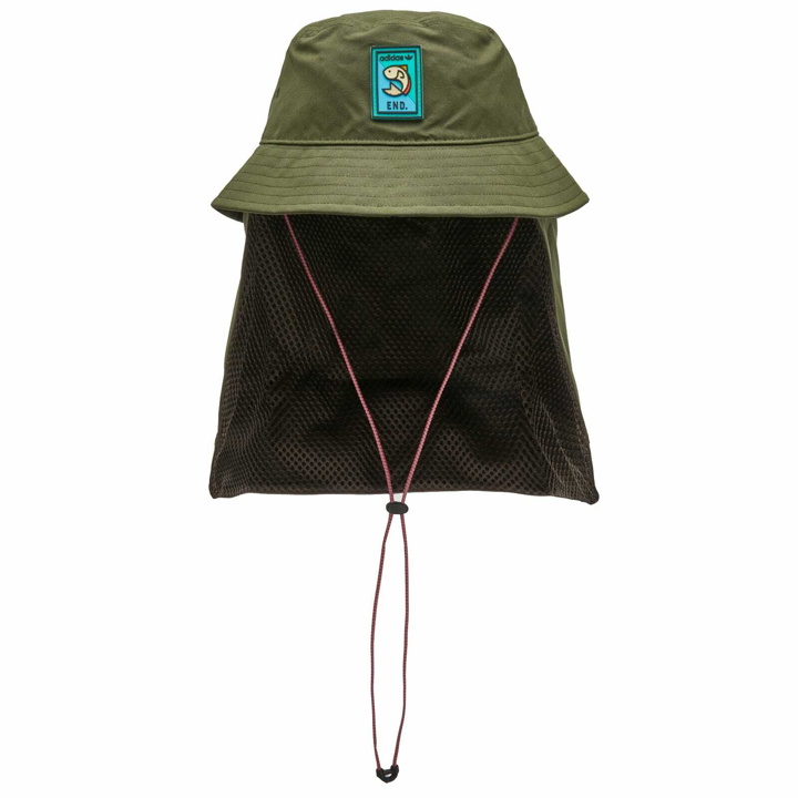 Photo: END. X Adidas Flyfishing Bucket Hat in Dust Green 