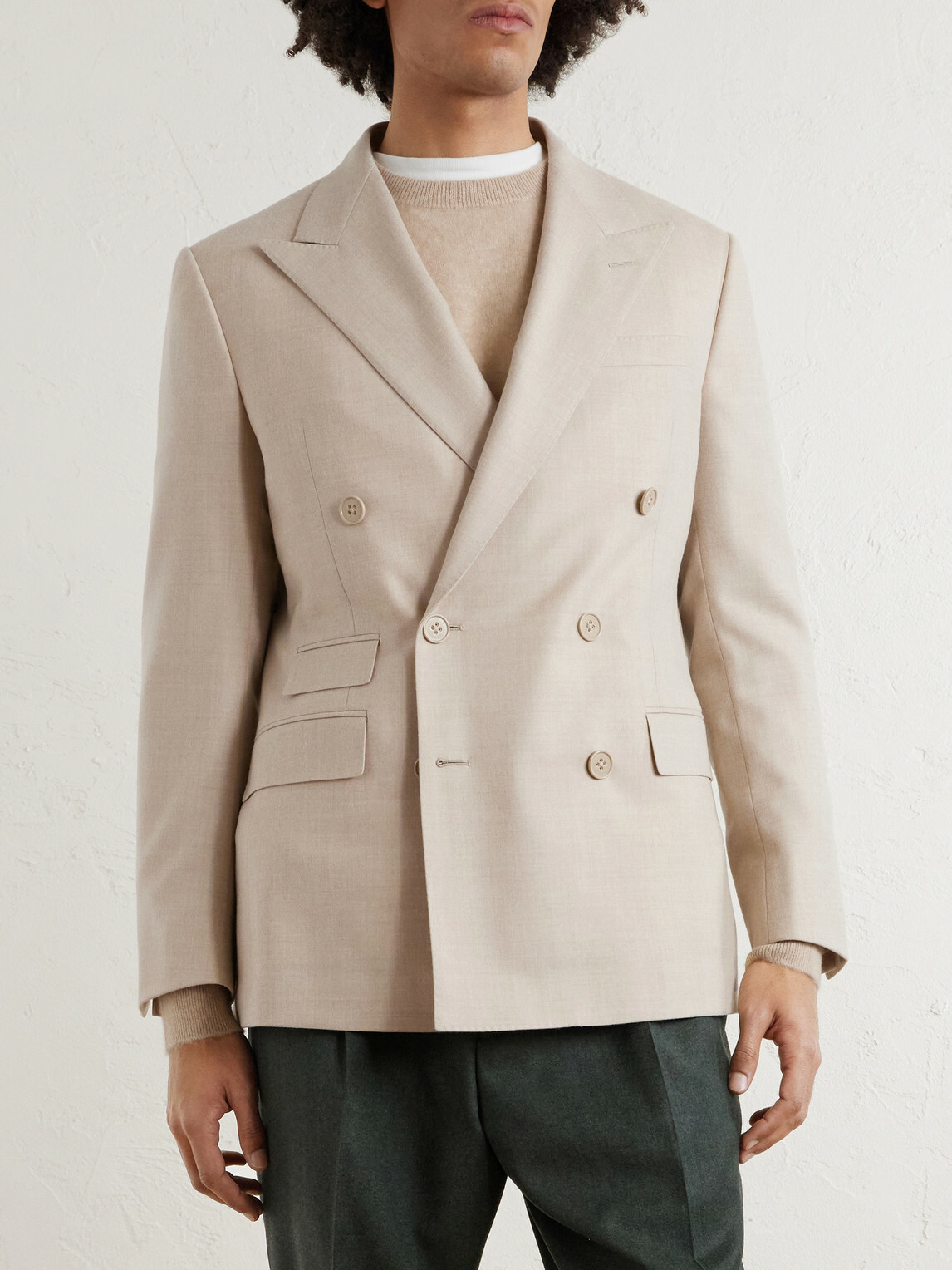 Ralph Lauren Purple label - Double-Breasted Wool-Flannel Blazer - Neutrals