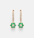 Anita Ko Flora 18kt gold huggie earrings with diamonds and emeralds