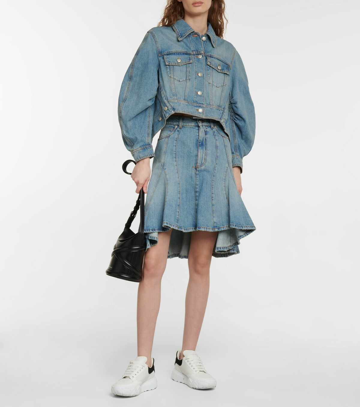 Alexander McQueen Puff-sleeve cropped denim jacket