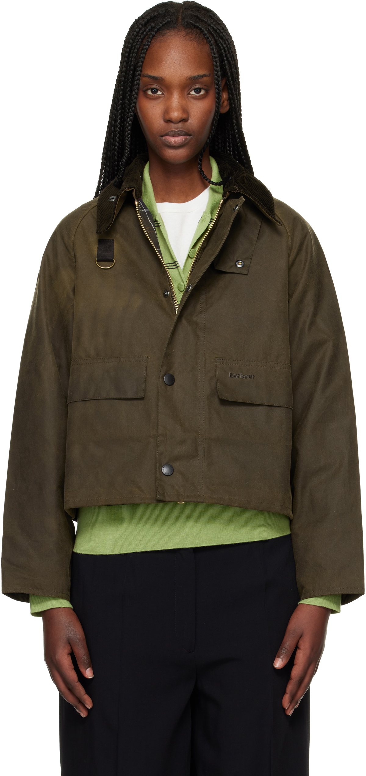 Barbour Khaki Spey Slim Waxed Jacket