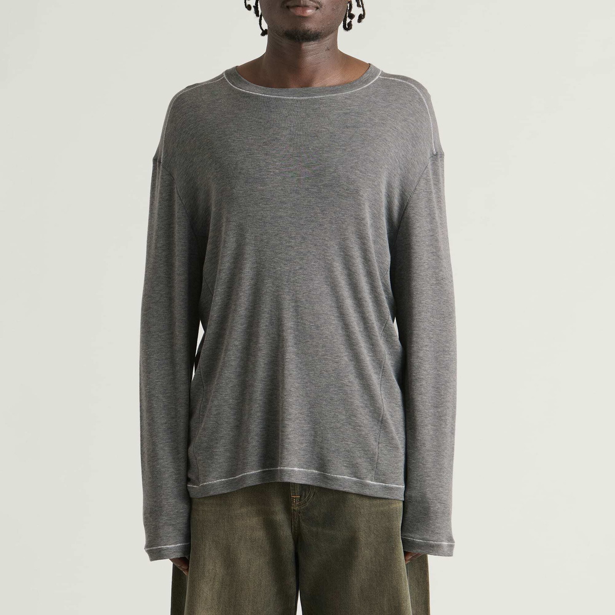 END. x Samsøe Samsøe Men's Sadango LS T-Shirt in Grey