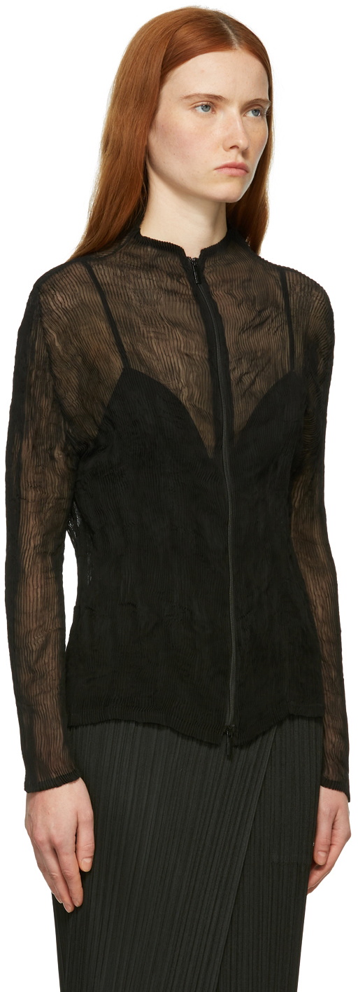 Issey Miyake Black Chiffon Twist Zip-Up Issey Miyake Men