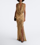 De La Vali Isolde draped snake-print georgette top