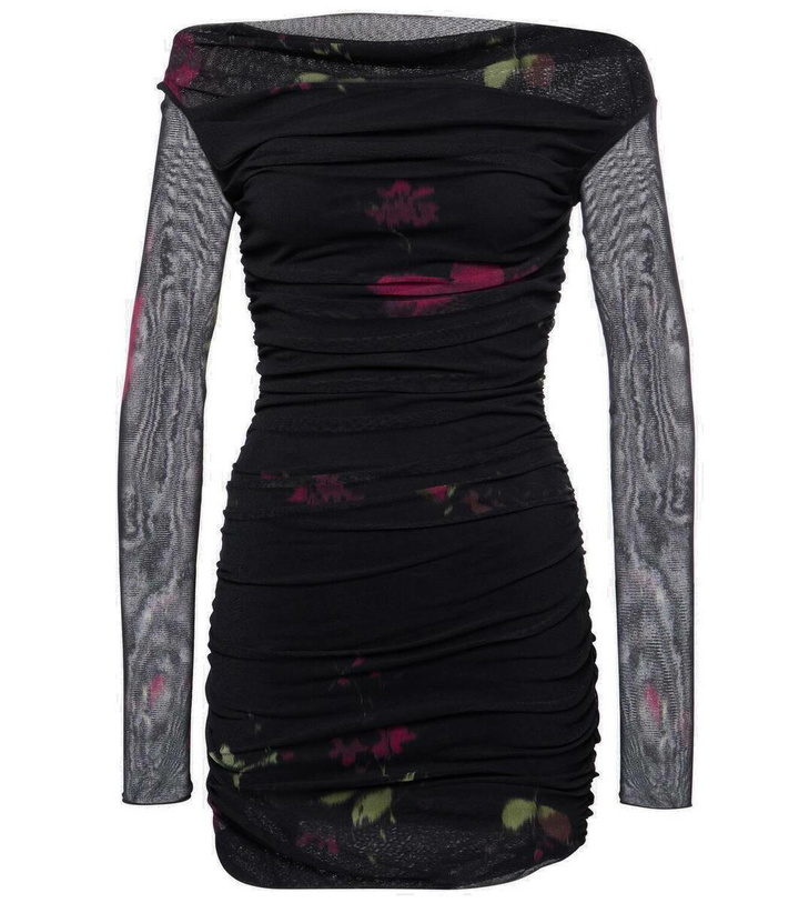 Photo: Blumarine Floral ruched mesh minidress