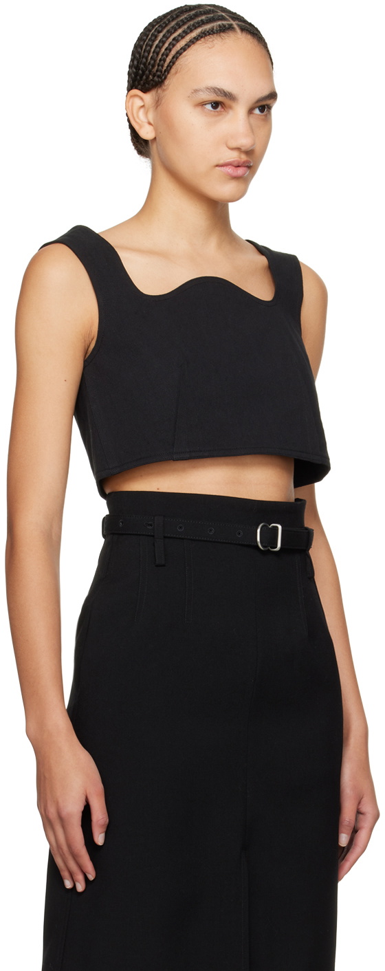 Recto Black Curved Neck Tank Top