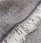 Ermenegildo Zegna - Fringed Linen, Cashmere, Silk and Wool-Blend Scarf - Blue