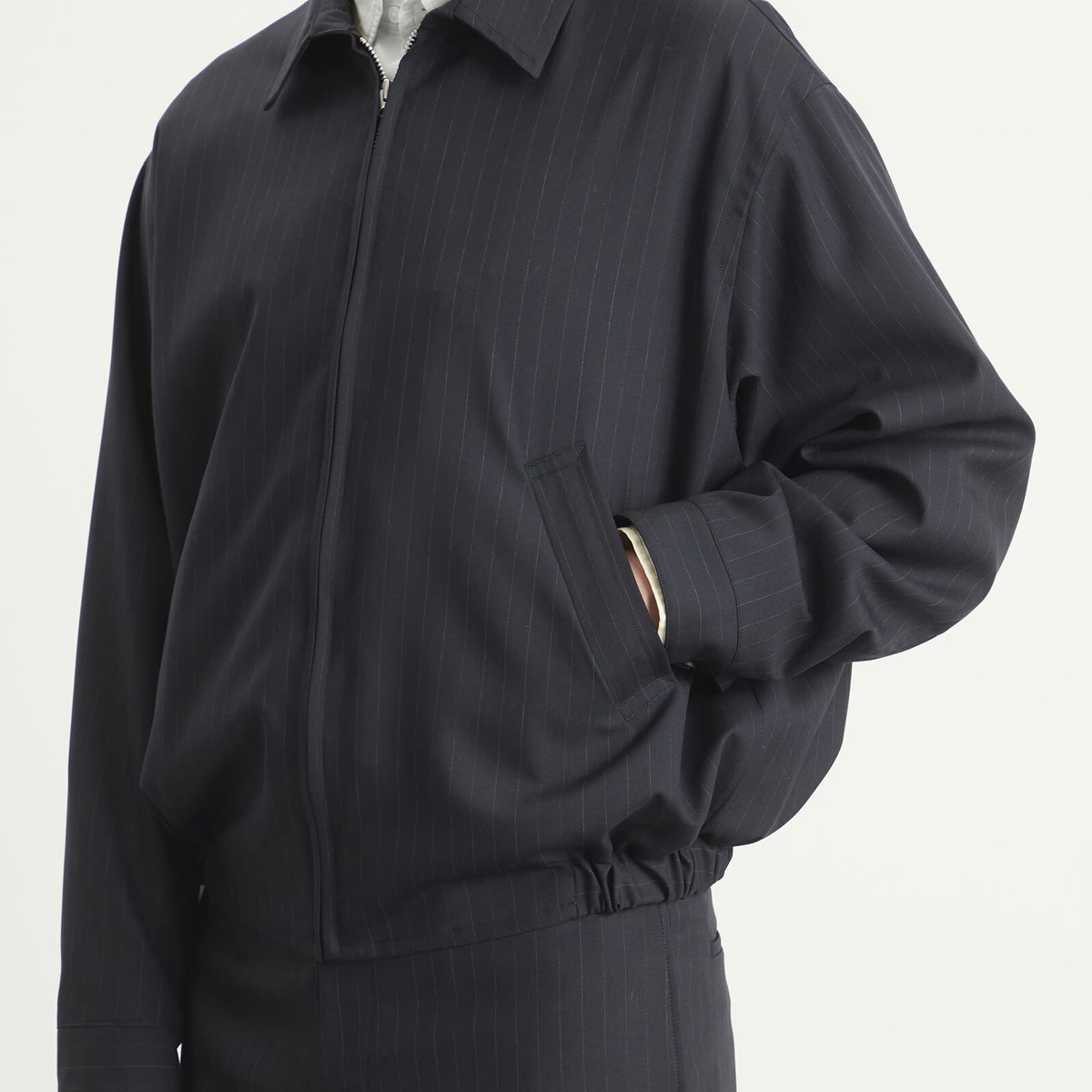 Kaptain Sunshine Men's Shadow Stripe Blouson in Navy