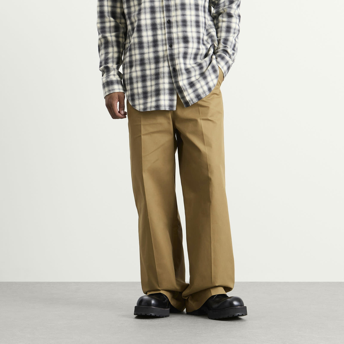 Balenciaga Men's Wide Leg Cotton Chino Pants in Camel