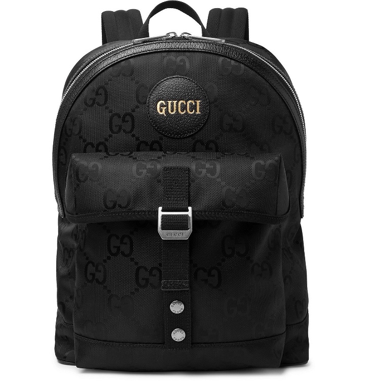 Photo: GUCCI - Leather-Trimmed Monogrammed ECONYL Backpack - Black
