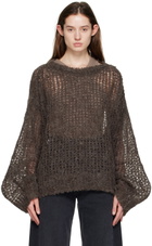 AIREI Brown Open Knit Sweater