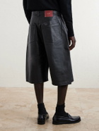 424 - Straight-Leg Leather Shorts - Black