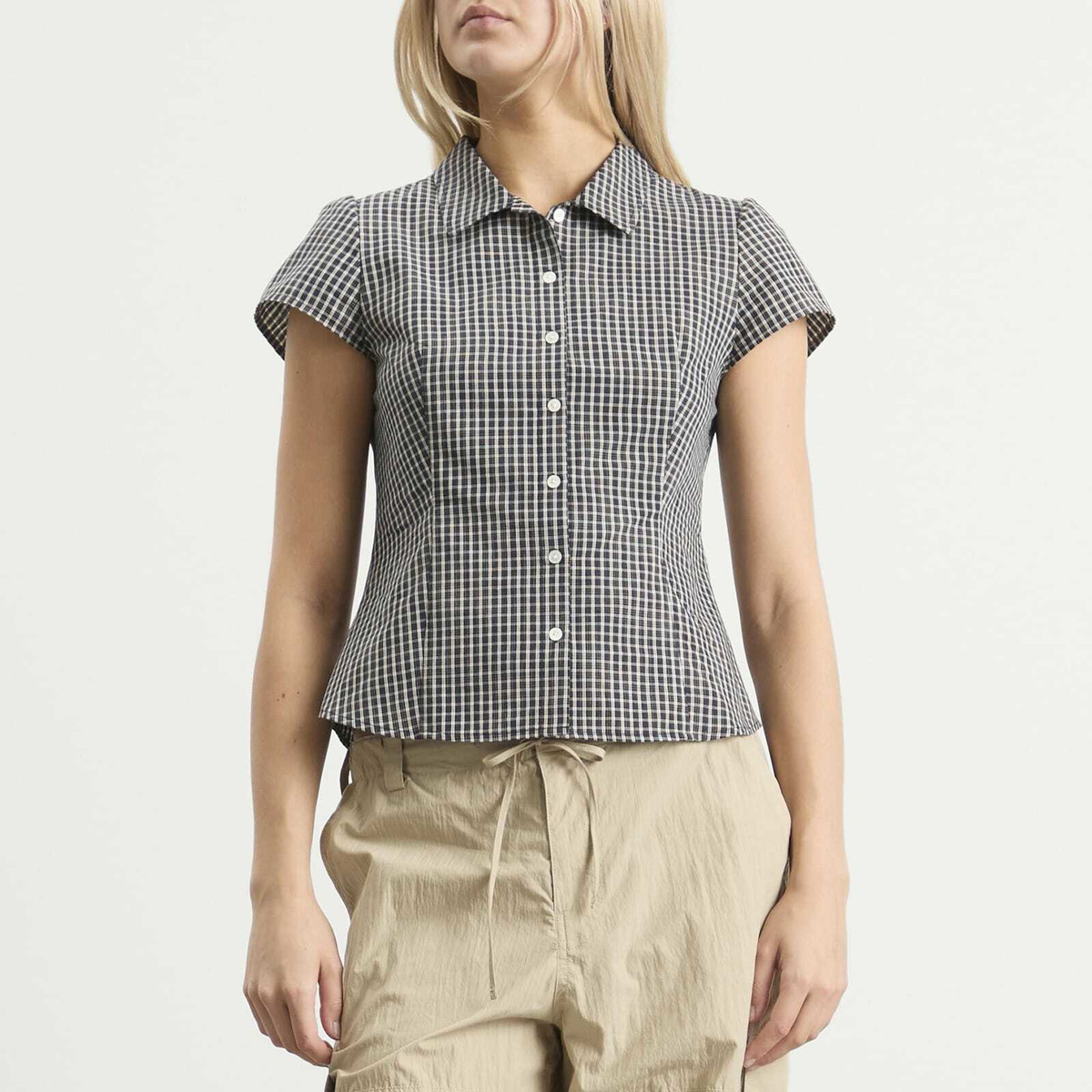 DUNST Women's Blouse in Black Check
