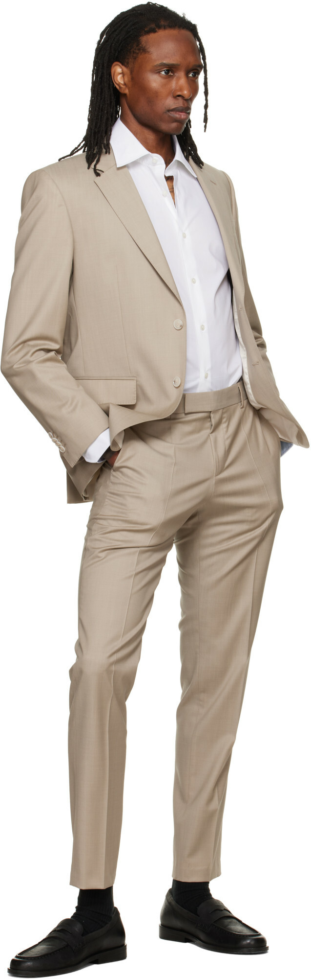 BOSS Beige Single-Breasted Suit