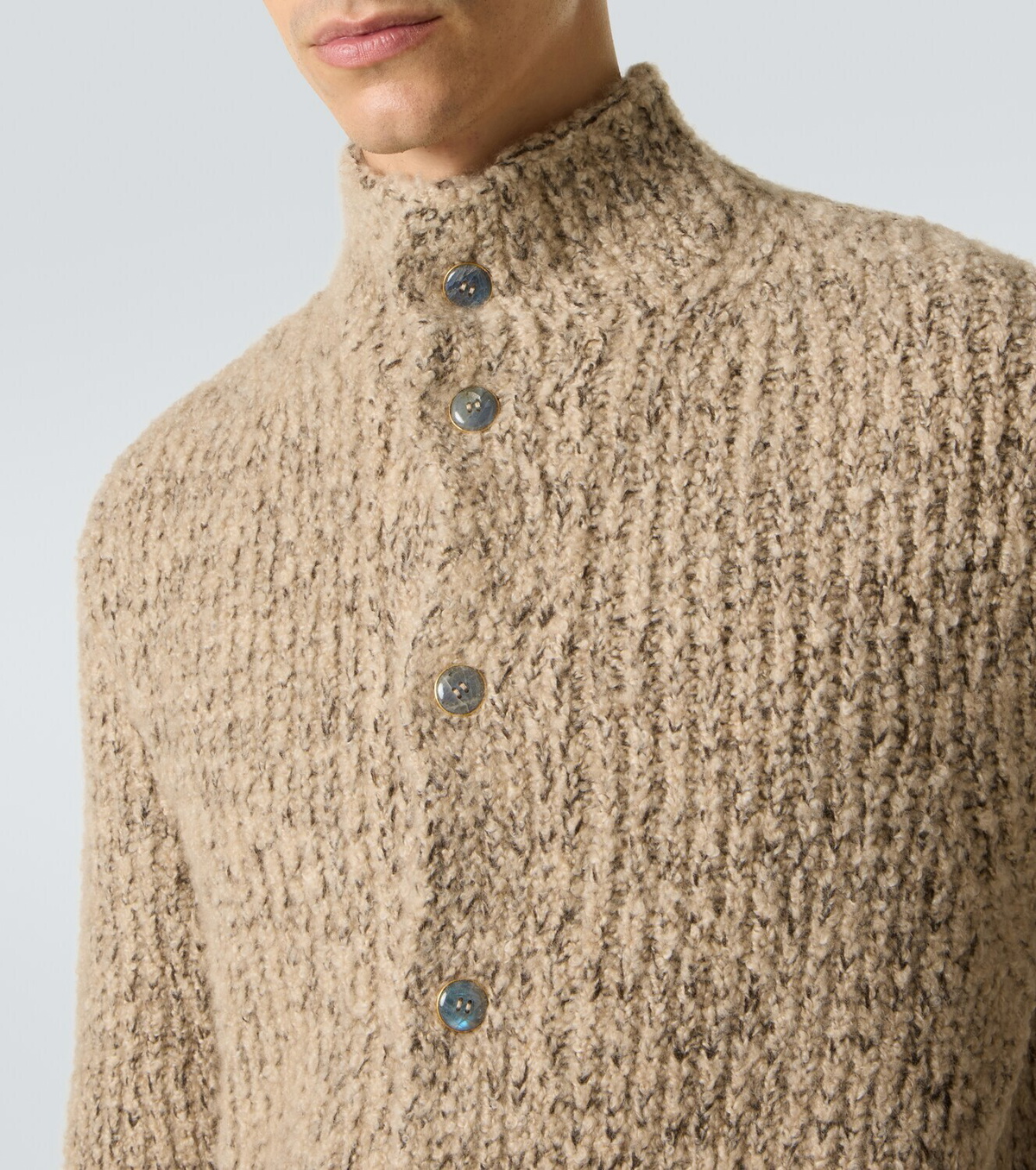 God's True Cashmere Cashmere bouclé cardigan with labradorite