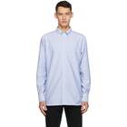 Drakes Blue and White Oxford Stripe Regular Fit Shirt